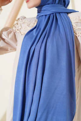 Basic Penye Şal Mavi - Thumbnail