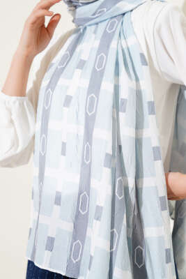 Desenli Bambu Kraş Şal Açık Gri - Thumbnail