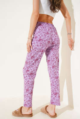 Kalp Motifli Pijama Altı Lila - Thumbnail