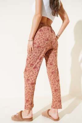 Kalp Motifli Pijama Altı Latte - Thumbnail