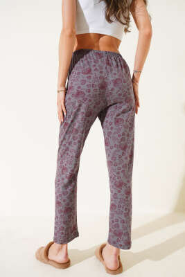 Kalp Motifli Pijama Altı Füme - Thumbnail