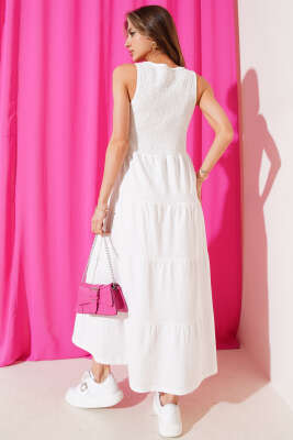 Kolsuz Gipeli Kat Elbise Ekru - Thumbnail