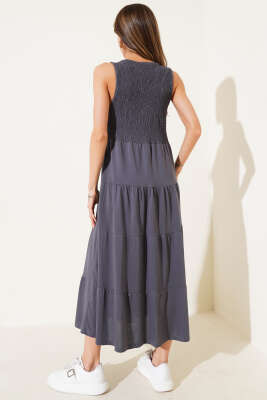 Kolsuz Gipeli Kat Elbise Füme - Thumbnail