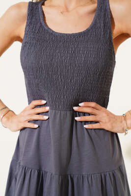 Kolsuz Gipeli Kat Elbise Füme - Thumbnail