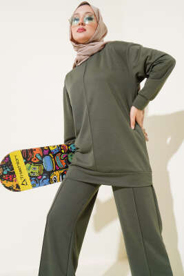 Önü Çımalı Basic İkili Takım Haki - Thumbnail