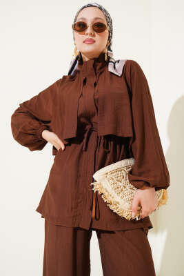 Bolero Detaylı İkili Takım Kahve - Thumbnail