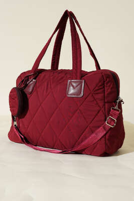 Cüzdanlı Kapitone Çanta Bordo - Thumbnail