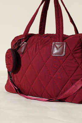 Cüzdanlı Kapitone Çanta Bordo - Thumbnail