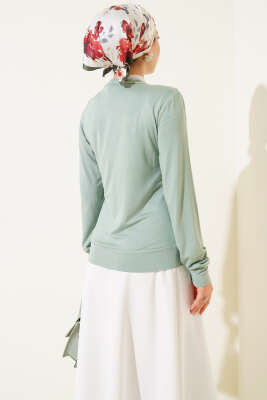 Düğmeli Kısa Viskon Hırka Mint - Thumbnail