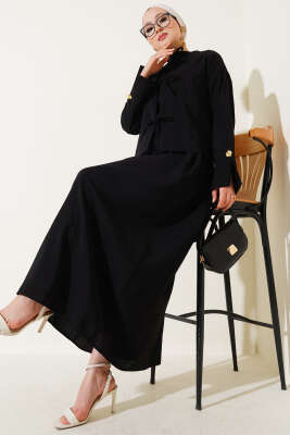 Pazarium - Önü İp Bağcıklı Jile İkili Takım Siyah