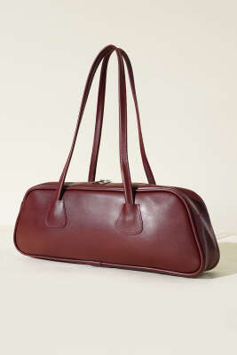 Dikdörtgen Fermuarlı Çanta Bordo - Thumbnail