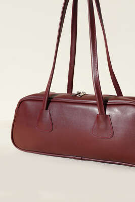 Dikdörtgen Fermuarlı Çanta Bordo - Thumbnail