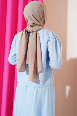 Yaka Fiyonk Aksesuarlı Bluz Bebe Mavi - Thumbnail