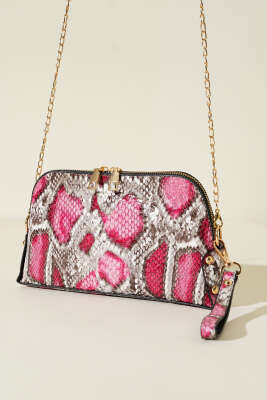 Pazarium - Fermuarlı Zincir Askılı Çanta Fuşya