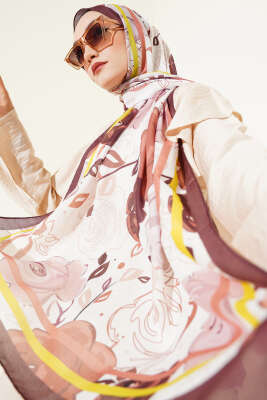 Pazarium - Gül Motifli Şal Acı Kahve