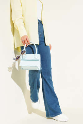 Pazarium - Dikişli İspanyol Paça Kot Pantolon Mavi