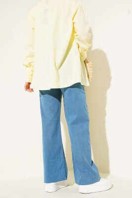 Salaş Kesik Paça Pantolon Açık Mavi - Thumbnail