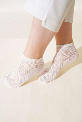 Pazarium - Bayan File Çorap Ekru