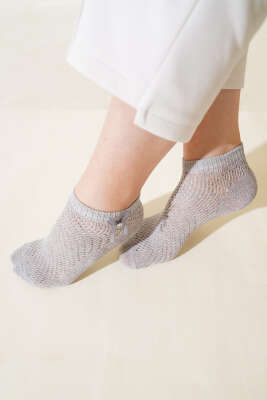 Pazarium - Bayan File Çorap Gri