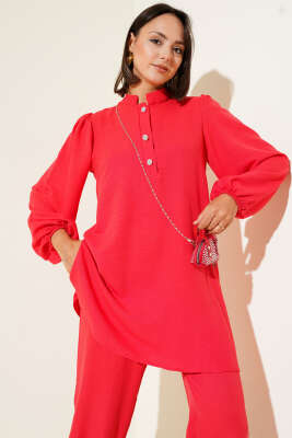 Taş Düğmeli İkili Takım Alizarin - Thumbnail