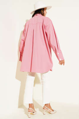 Dantel Detaylı Gömlek Pudra - Thumbnail