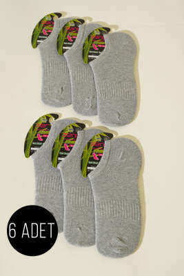 Bayan 6'lı Sneakers Çorap Gri - Thumbnail