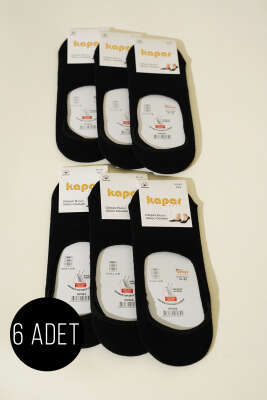 Pazarium - Erkek 6'lı Dikişsiz Burun Babet Çorap Siyah