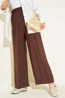 Pazarium - Parlak Görünümlü Kumaş Pantolon Acı Kahve