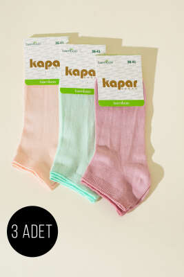 Pazarium - Bayan 3'lü Bambu Patik Çorap Asorti 2