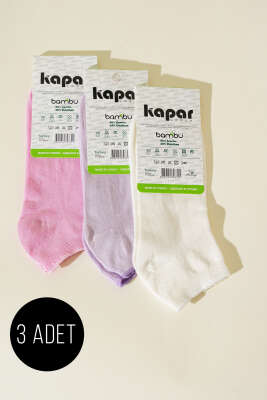 Pazarium - Bayan 3'lü Bambu Patik Çorap Asorti 1