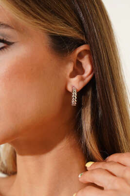 Yarım Ay Küpe Gümüş - Thumbnail