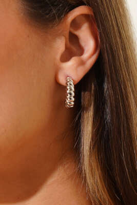 Yarım Ay Küpe Gümüş - Thumbnail