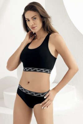 Pazarium - Şahinler Kalın Askılı Sporcu İkili Takım Siyah