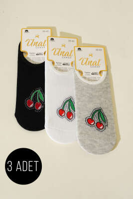 Pazarium - Karışık Desenli Bayan Babet Çorap Asorti 16