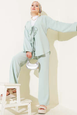 Pazarium - Bürümcük Önü İp Bağcıklı İkili Takım Mint