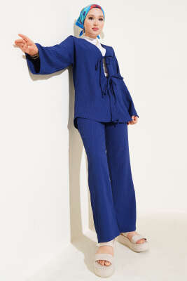 Pazarium - Bürümcük Önü İp Bağcıklı İkili Takım Lacivert