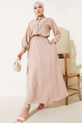 Pazarium - V Dikişli Etekli İkili Takım Latte