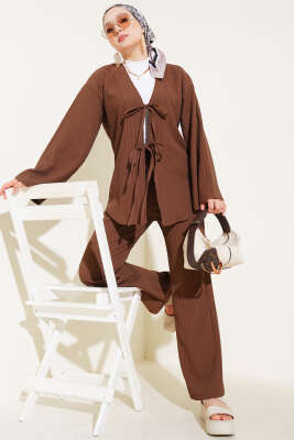 Pazarium - Bürümcük Önü İp Bağcıklı İkili Takım Kahve