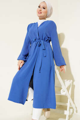 Pazarium - Ayrobin İçten Bağcıklı Hırka Indıgo