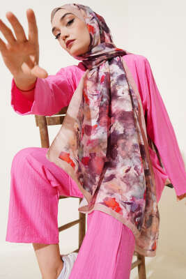 Pazarium - Brush Desen Lina Şal Latte