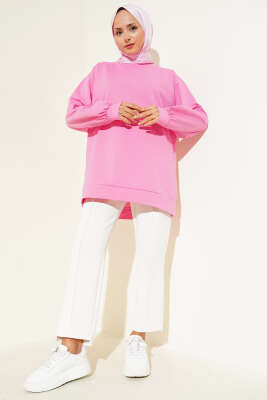 İki İplik Düz Tunik Pembe - Thumbnail