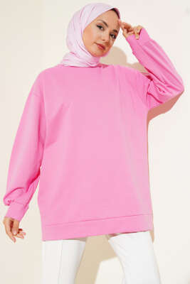 Pazarium - İki İplik Düz Tunik Pembe