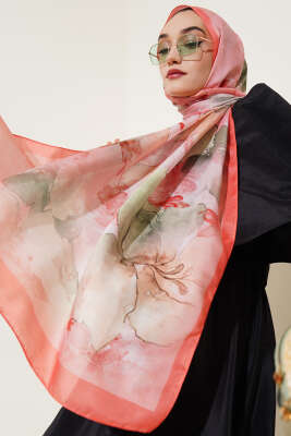 Pazarium - Meri Desenli Soft Şal Oranj