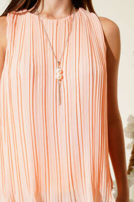 Piliseli Kolsuz Bluz Somon - Thumbnail