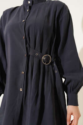 Yan Kemerli Düğmeli İkili Takım Füme - Thumbnail