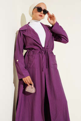 Önü Bağlamalı Uzun Tunik İkili Takım Magenta - Thumbnail
