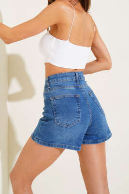 Basic Kısa Şort Kot Mavi - Thumbnail