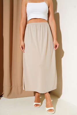 Pazarium - Bel Lastikli Jipon Bej