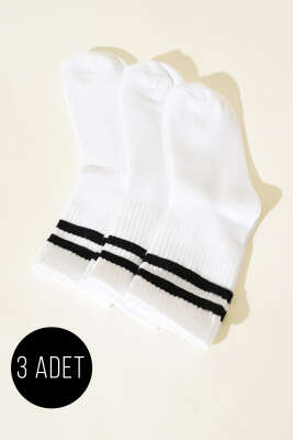 Pazarium - Bayan 3'lü Kolej Çorap Beyaz