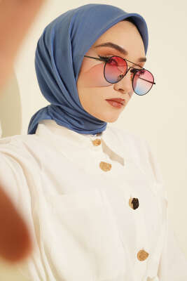 Pazarium - Basic Eşarp Mavi -84